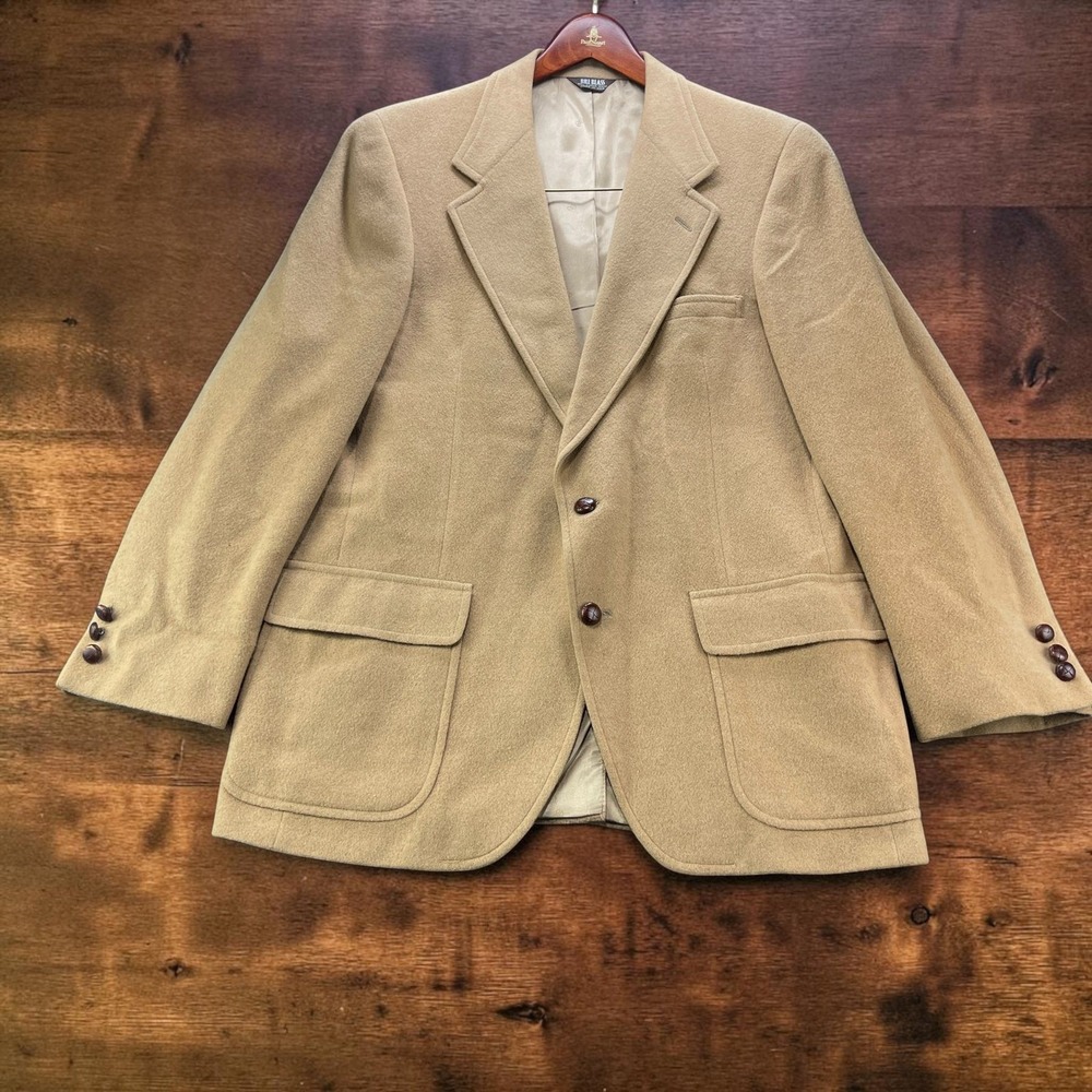 Vintage Made USA Bill Blass Mens 100% Camel Hair Sport Coat Blazer Tan 40R